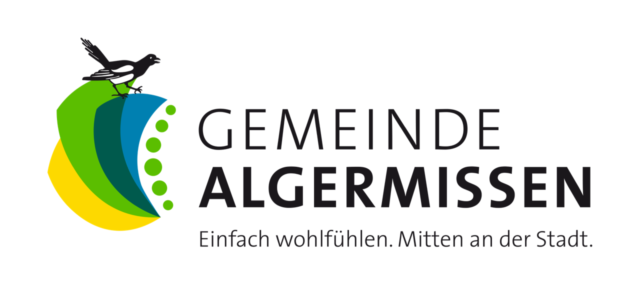 Logo "Gemeinde Algermissen. Einfach wohlfühlen. Mitten an der Stadt."